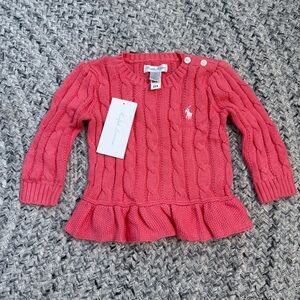 Ralph Lauren Coral Cable Knit Sweater